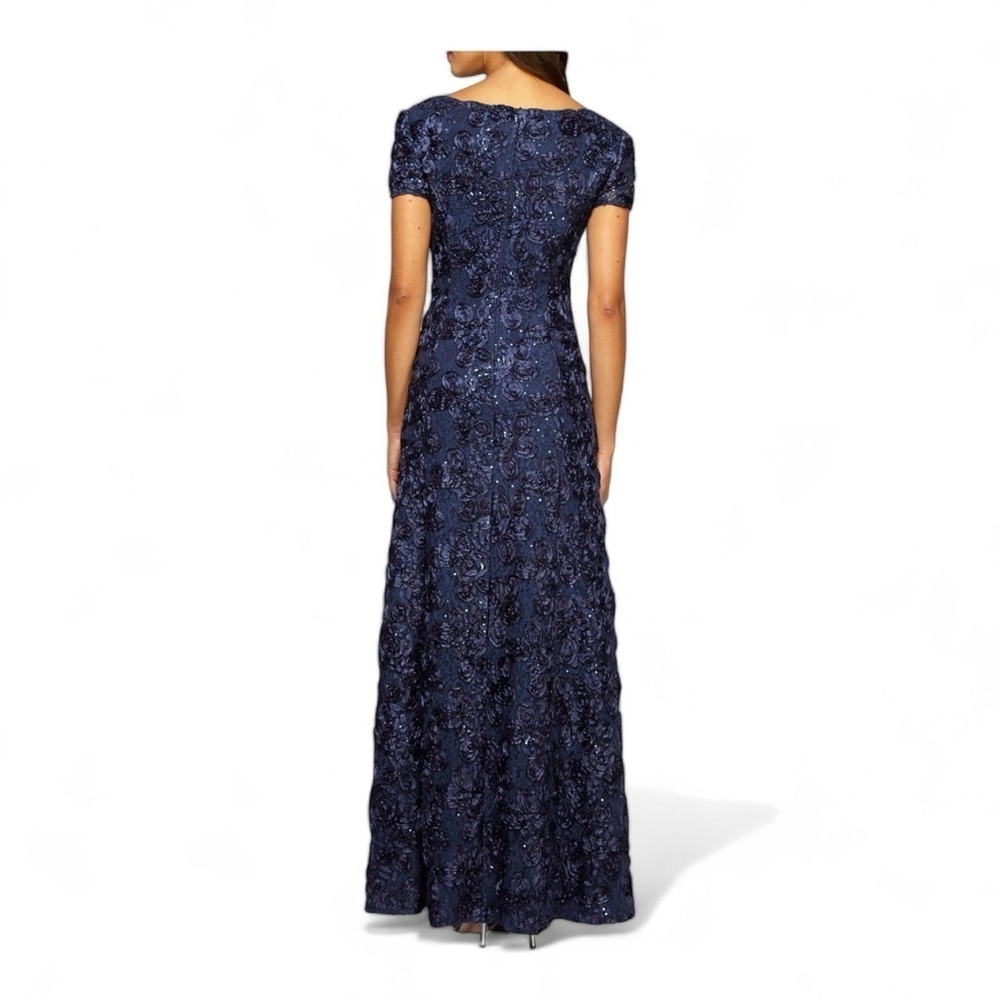 Alex Evenings Embellished Lace A-Line Evening Gown in Navy NWT - Picture 5 of 8